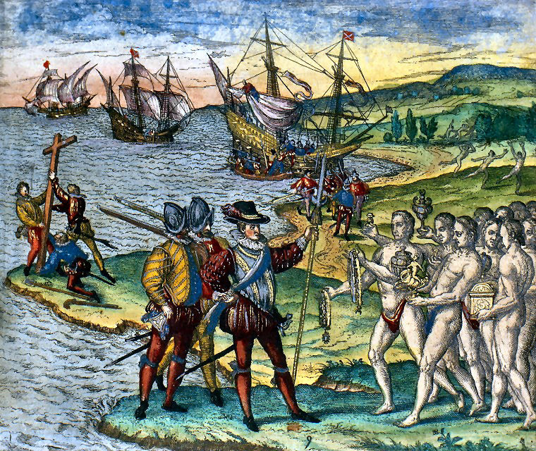 Columbus encountering Tainos
