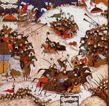 Khosrow and Bahram in battle